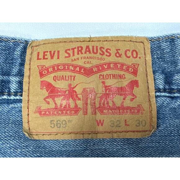 Levi's 569 Men's Loose Straight Fit Blue Denim Jeans - Size 32x30 (33x28) - Picture 3 of 6